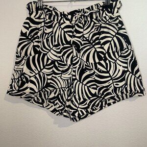 Farm Rio Anthropologie Swing Shorts Black White Womens High Rise Size Small